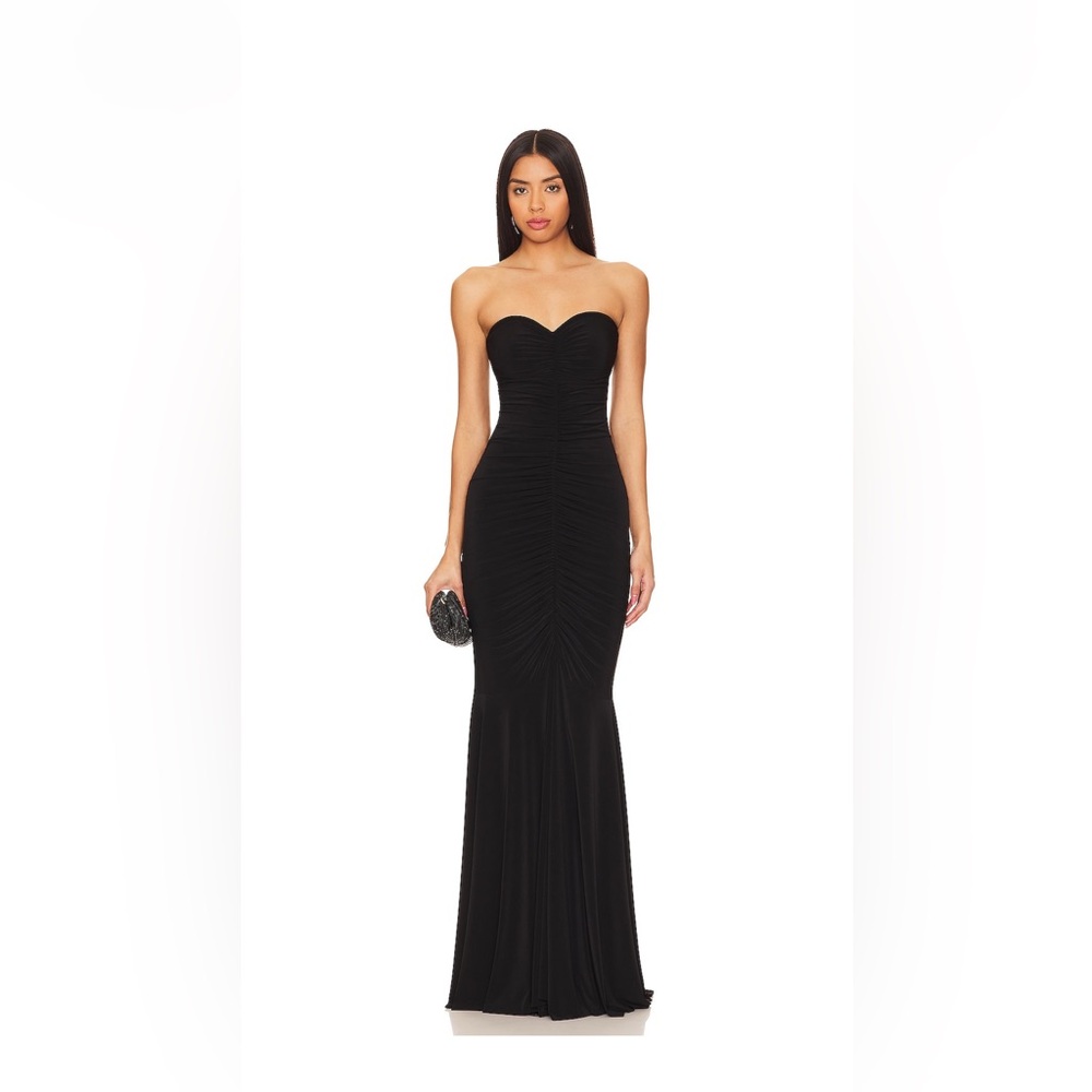 Norma Kamali Strapless Shirred Fishtail Gown - XS